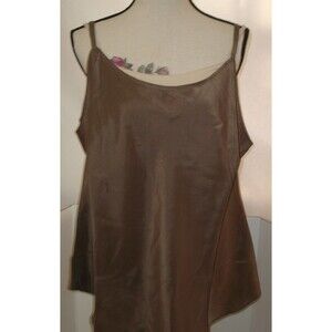 NWT New Ryllace 20 Silk Blouse Cami Chocolate Brown Tank Camisole Top Plus Adjus